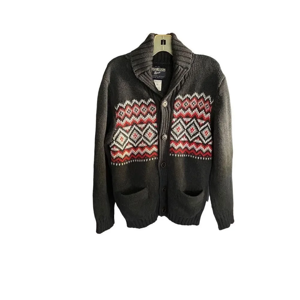 Oshkosh bgosh boys, button front, Cowl neck cardigan, size 7X